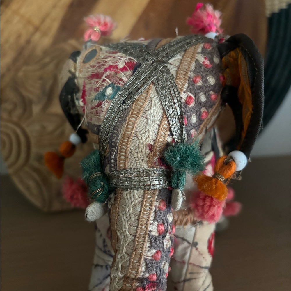 vintage hand-crafted Anglo Raj stuffed cotton embroidered elephant